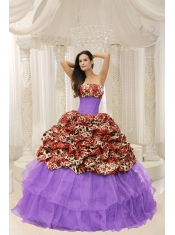 Fashionable Organza Leopard Quinceanera Dress With Beaded Decorate In New Styles