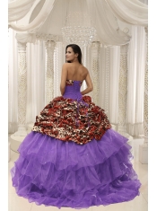 Fashionable Organza Leopard Quinceanera Dress With Beaded Decorate In New Styles