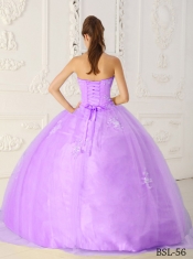 Fashionable Purple Ball Gown Sweetheart With Taffeta and Organza Appliques For Sweet 16 Dresses