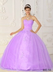 Fashionable Purple Ball Gown Sweetheart With Taffeta and Organza Appliques For Sweet 16 Dresses