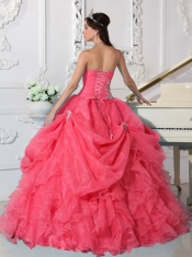 Fashionable Red Ball Gown Lace-up Strapless Floor-length 2014 Spring Quinceanera Dresses