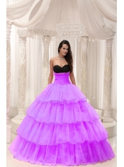Fuchsia Sweetheart Beaded and Layers Ball Gown Pretty Quinceanera Dresses Taffeta and Organza