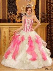 Gorgeous Ball Gown Multi-Color Floor-length Sweetheart Organza Appliques Discount Quinceanera Dresses