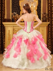 Gorgeous Ball Gown Multi-Color Floor-length Sweetheart Organza Appliques Discount Quinceanera Dresses