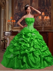 Gorgeous Green Ball Gown Strapless Floor-length 2014 Spring Quinceanera Dresses