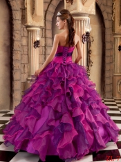 Gorgeous Multi-color Sweet-heart Ruffles Ball Gown Floor-length Organza Beautiful Quinceanera Dress