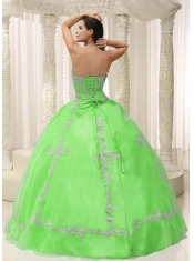 Green Sweetheart 15th Birthday Dresses with Appliques and Beaded Decorate For 2013