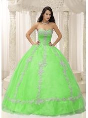 Green Sweetheart 15th Birthday Dresses with Appliques and Beaded Decorate For 2013