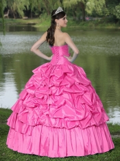 Hot Pink For Clearance 15th Birthday Dresses With Strapless Beaded Decorate Taffeta