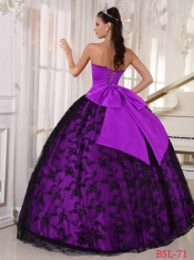 Impressive Purple and Black  Ball Gown Sweetheart Floor-length Discount Quinceanera Dresses