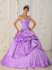 Lavender A-Line Strapless 15th Birthday Dresses Taffeta Beading
