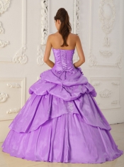 Lavender A-Line  Strapless 15th Birthday Dresses Taffeta Beading