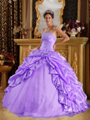 Lavender Ball Gown 15th Birthday Dresses Taffeta and Tulle Beading