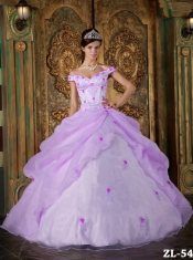 Lavender Ball Gown Off The Shoulder 15th Birthday Dresses Organza Appliques
