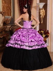 Lavender Ball Gown Strapless 15th Birthday Dresses Taffeta Appliques