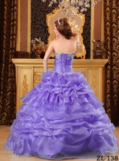 Lavender Ball Gown Sweetheart 15th Birthday Dresses with  Organza Appliques