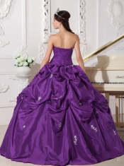 Lavender Ball Gown Sweetheart With Taffeta Beading Classical Quinceanera Dresses