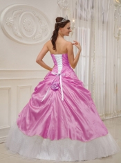 Lilac and White Strapless 15th Birthday Dresses Taffeta and Tulle Beading