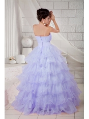 Lilac Ball Gown Sweetheart 15th Birthday Dresses Organza Beading
