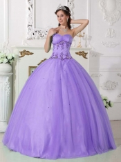 Lilac Ball Gown Sweetheart Pretty Quinceanera Dresses with Tulle and Taffeta Beading