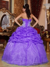 Lovely Purple Ball Gown Appliques Strapless Floor-length Cheap Quinceanera Dresses