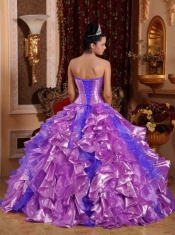 Lovely Purple Ball Gown Organza Strapless Floor-length 2014 Spring Quinceanera Dresses