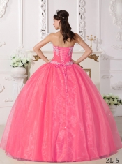 Lovely Watermelon Ball Gown Strapless Floor-length 2014 Spring Quinceanera Dresses