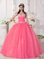 Lovely Watermelon Ball Gown Strapless Floor-length 2014 Spring Quinceanera Dresses