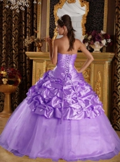 Luxurious Taffeta and Tulle Beading Lavender Ball Gown Floor-length  Beautiful Quinceanera Dress For 2014