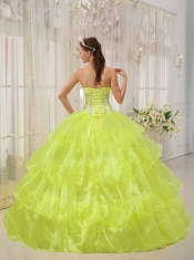Luxuriously Yellow Ball Gown Strapless Floor-length 2014 Spring Quinceanera Dresses