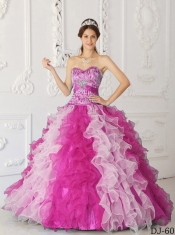 Multi-color A-Line / Princess Sweetheart Quinceanera Dress with Organza Beading