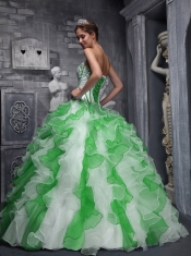 Multi-color A-line Sweet-16 Ball Gown Sweetheart Taffeta and Organza Appliques Beautiful Quinceanera Dress