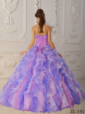 Multi-Color Ball Gown Strapless Pretty Quinceanera Dresses with  Organza Hand Flowers and Ruffles