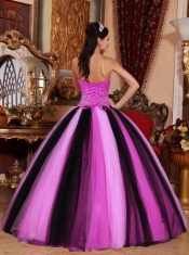 Multi-colored Ball Gown Sweetheart 15th Birthday Dresses Tulle Beading