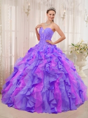 Multi-colored Ball Gown Sweetheart Pretty Quinceanera Dresses with Organza Appliques