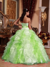 Multi-colored Ball Gown Sweetheart Pretty Quinceanera Dresses with  Organza Beading and Ruch