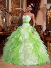 Multi-colored Ball Gown Sweetheart Pretty Quinceanera Dresses with Organza Beading and Ruch