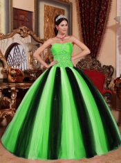 Multi-colored Ball Gown Sweetheart Pretty Quinceanera Dresseswith Tulle Beading