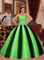 Multi-colored Ball Gown Sweetheart Pretty Quinceanera Dresseswith  Tulle Beading