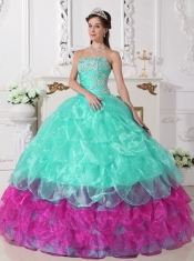 New Elegant Colorful Ball Gown Strapless Floor-length 2014 Spring Quinceanera Dresses