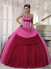 New Styles Ball Gown Strapless With Tulle Beading For Quinceanera Dress