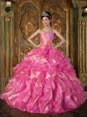 New Styles In Hot Pink Ball Gown Strapless With Beading and Ruffles Quinceanera Dress