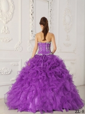 New Styles In Lavender Ball Gown Sweetheart With Satin and Organza Appliques Quinceanera Dress