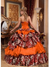 New Styles In Orange Red Ball Gown Strapless With Pick-ups Quinceanera Dress