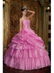 New Styles In Pink Ball Gown Strapless With Organza Beading Quinceanera Dress