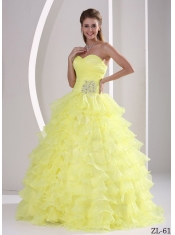 New Styles Ruffles Sweetheart With Appliques and Ruching Quinceaners Gowns For Military Ball
