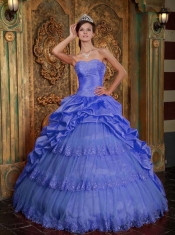 Newest Purple Sweetheart Floor-length Taffeta and Tulle Lace Beautiful Quinceanera Dress
