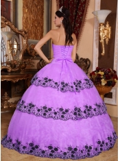 Organza Lavender Appliques Ball Gowns Lace Appliques Best Quinceanera Dresses