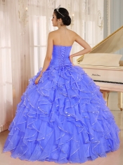 Perfect 2013 Ruffles and Beaded For Blue Quinceanera Dress Custom Made