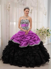 Perfect Brand New Fuchsia and Black Ball Gown Sweetheart Quinceanera Dress